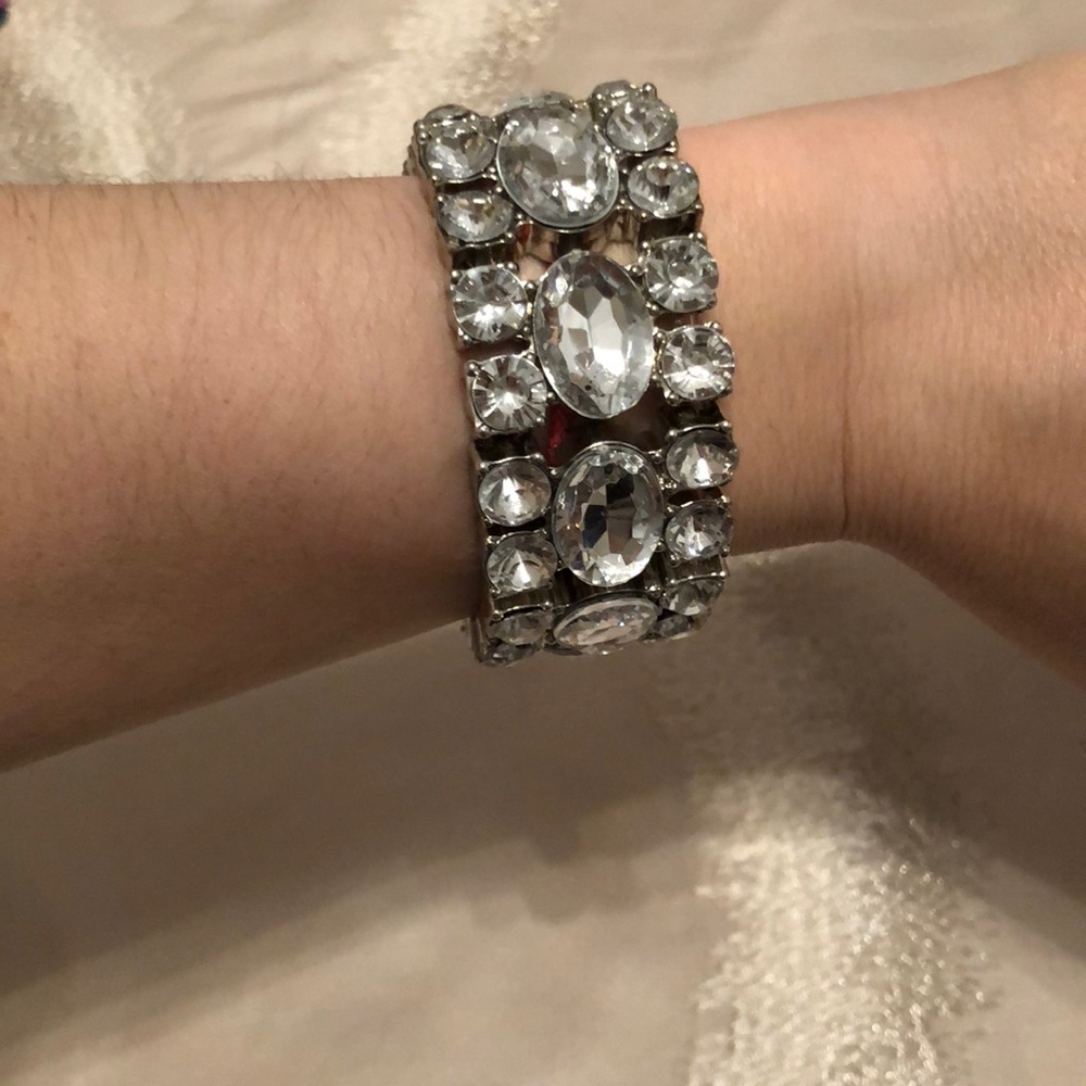 Silver tone bracelet with stones